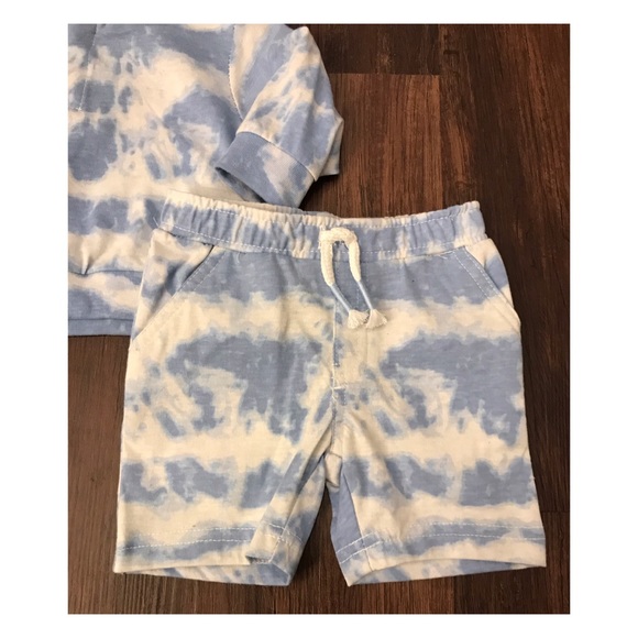 🎉HOST PICK🎉BLUE TIE DYE BABY SHORTS MATCHING SET SIZE 0-3 MONTHS - Picture 4 of 5